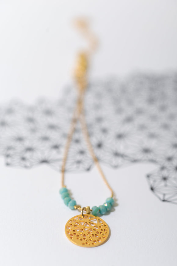 Geometric charm Bracelet with colorful glass beads
