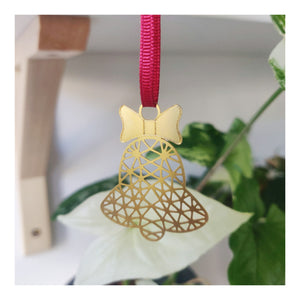 Gold plated Christmas bell ornament