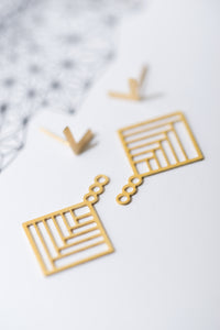 Geometric Jacket Earrings - Striped Rhombus