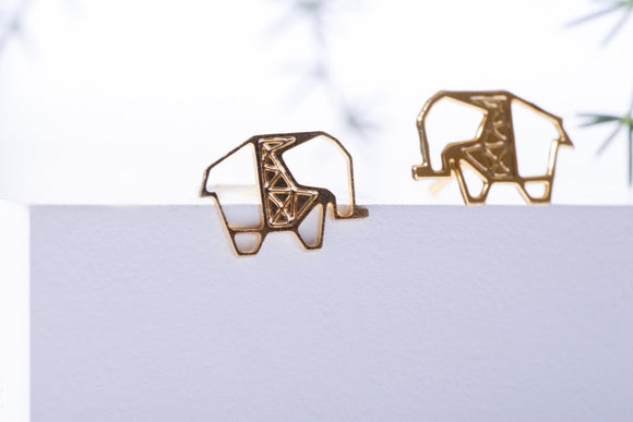 geometric elephant stud earrings