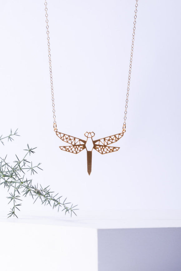 geometric dragonfly necklace