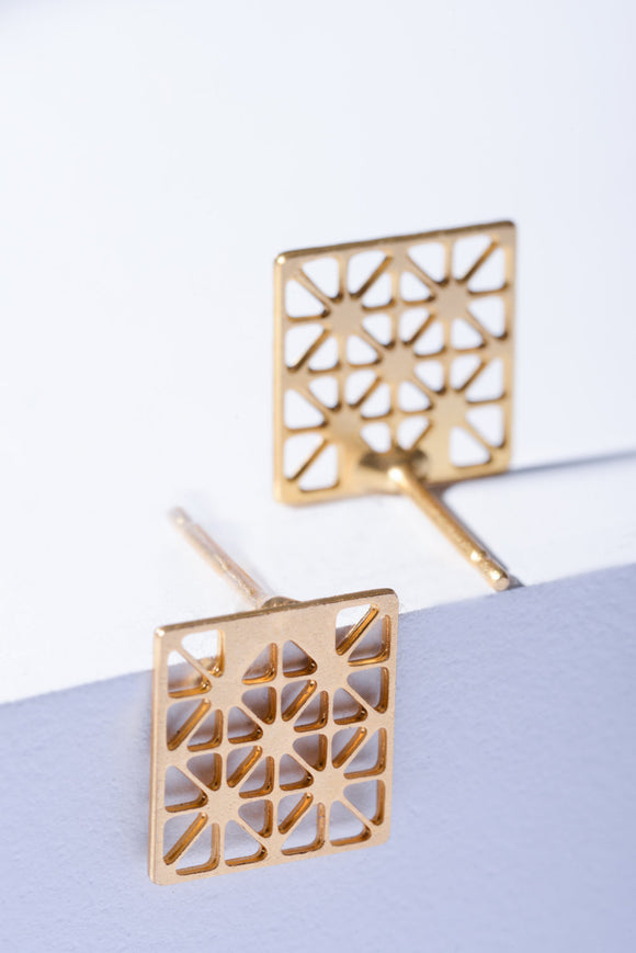 geometric square stud earrings