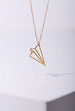 Origami paper plane necklace