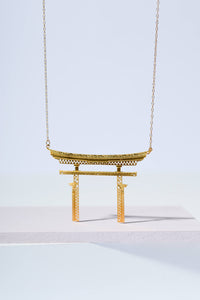 geometric Japanese torii gate necklace