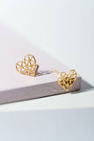 geometric heart stud earrings