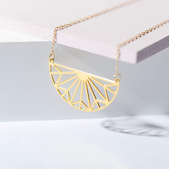 Geometric Half Moon Necklace