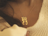 geometric Japanese lucky cat necklace