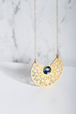 Semi Circle with denim blue swarovski crystal necklace
