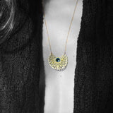 Semi Circle with denim blue swarovski crystal necklace