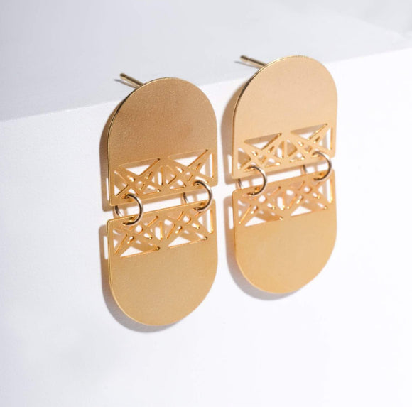 Golden geometric earrings
