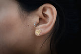 geometric heart stud earrings