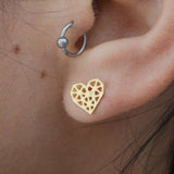 geometric heart stud earrings