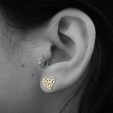 geometric heart stud earrings