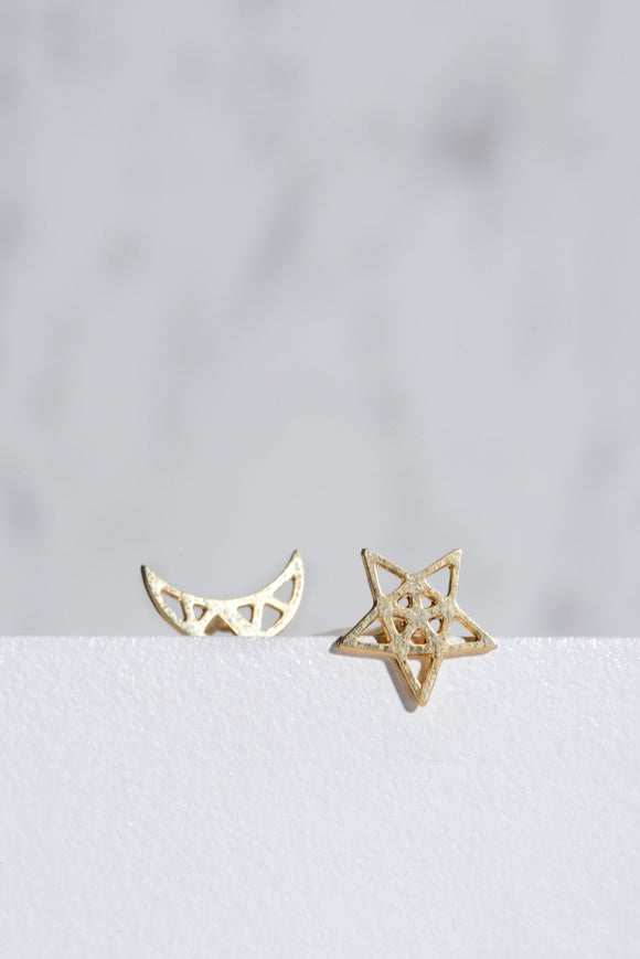 Moon and star earrings