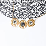 Triple mandala necklace with Swarovski crystals