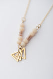 layered necklaces set - triple necklaces with glass beads and pearl pendant
