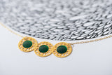 Green and gold triple mandala necklace