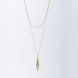 layered necklaces set - 2 necklaces with golden beads and thin rhombus pendant