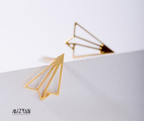 origami paper plane post earringss