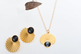 Black crystal shell necklace