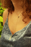 Dainty Lariat Necklace with a Howlite charm
