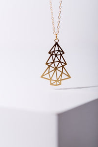 geometric Christmas tree necklace
